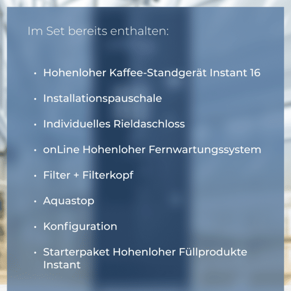Hohenloher Kaffee-Standgerät Instant 16 Set – Bild 2